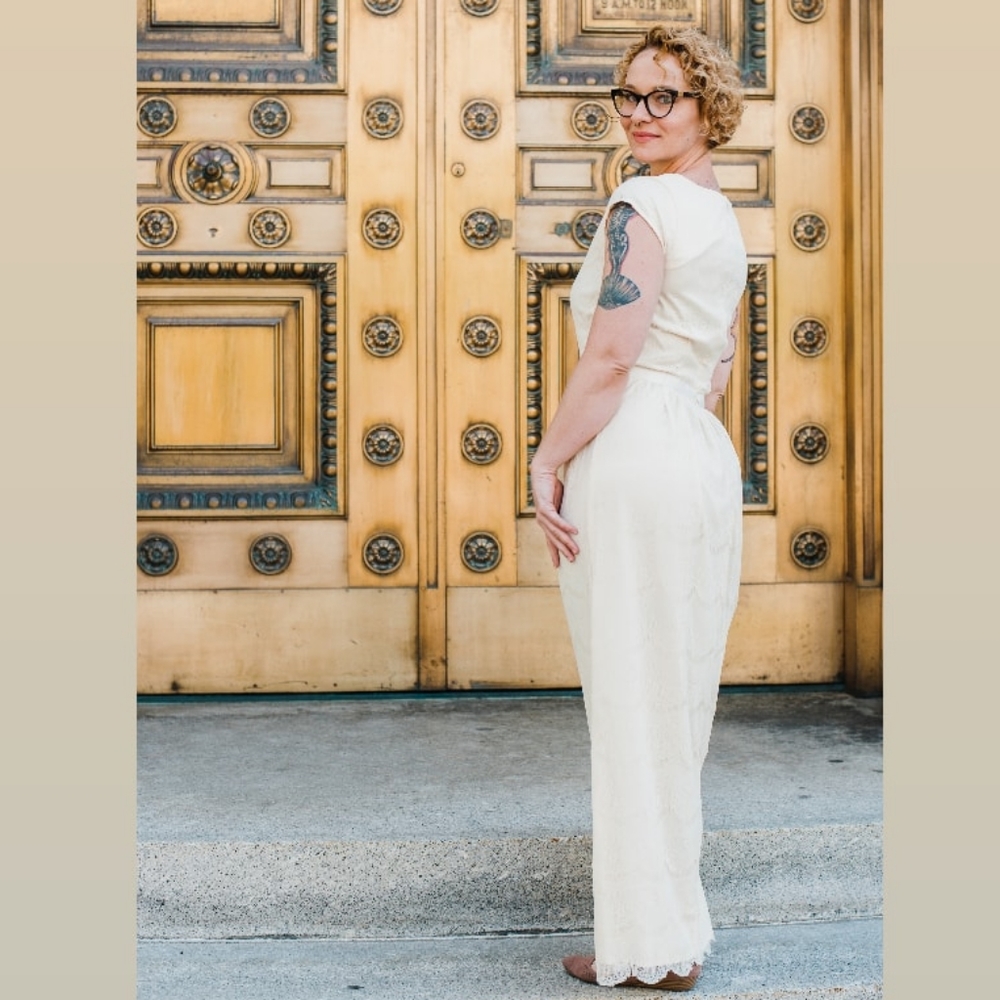 Shabby Apple CREAM Scalloped Lace Alice Maxi Dress